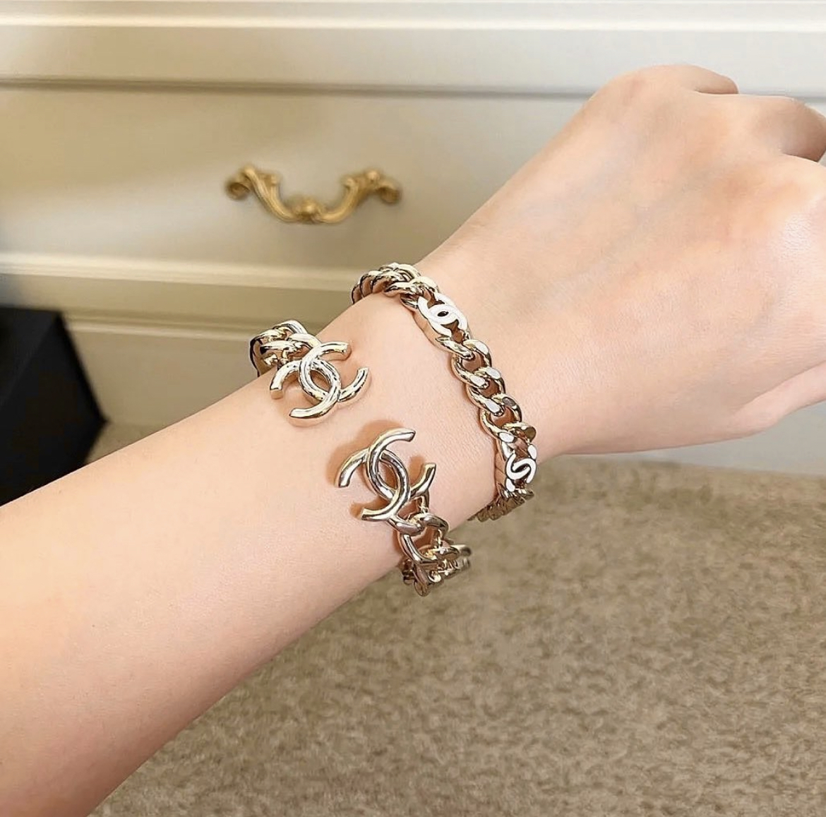 香奶奶18k經典金鍊雙c高奢定製手鐲