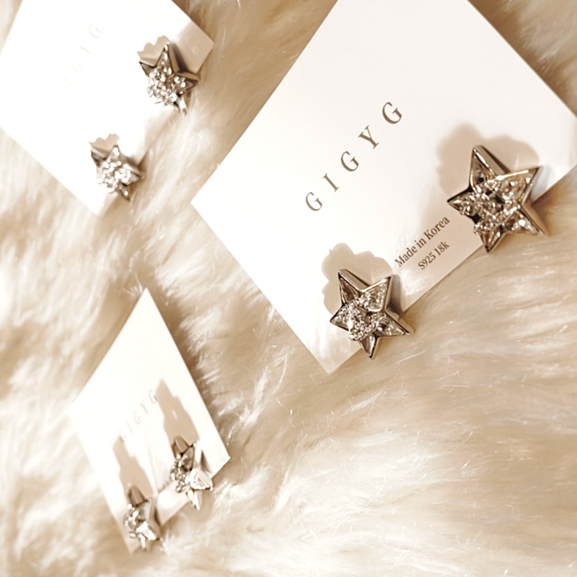 香奶奶 銀鑽夢幻雙c星星翻玩耳釘