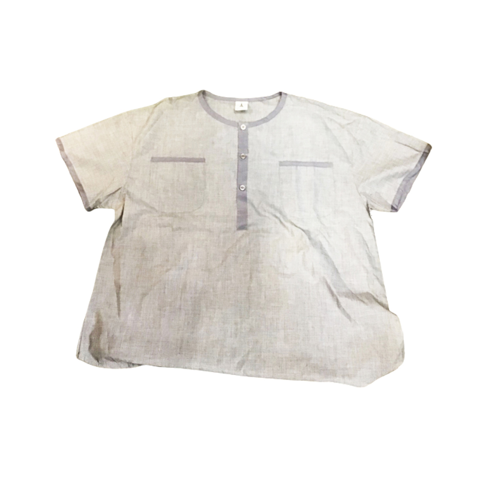 女居士服雙扣{米通布}短袖1套 XL【十方】150676