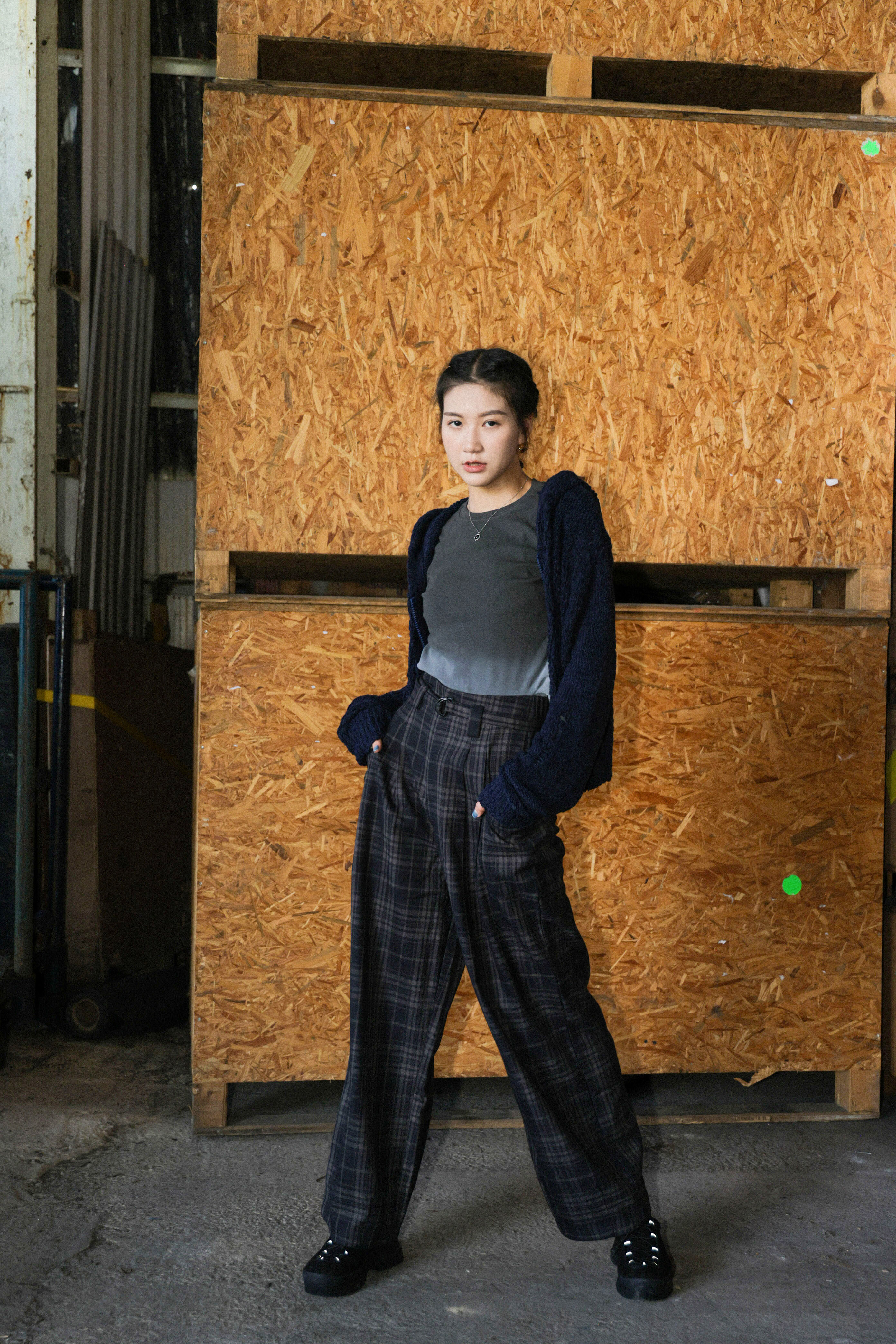 質感線織有帽拉鏈外套（現貨款式）