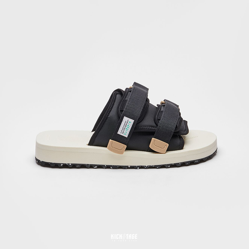 [出清商品售出無退換] SUICOKE MOTO-Cab-ECO - Black/ivory 黑象牙白色 尼龍 厚底 魔鬼氈 拖鞋【SK23056CECOBI】