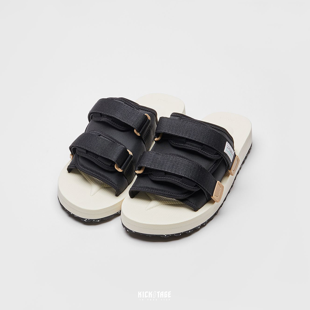 [出清商品售出無退換] SUICOKE MOTO-Cab-ECO - Black/ivory 黑象牙白色 尼龍 厚底 魔鬼氈 拖鞋【SK23056CECOBI】