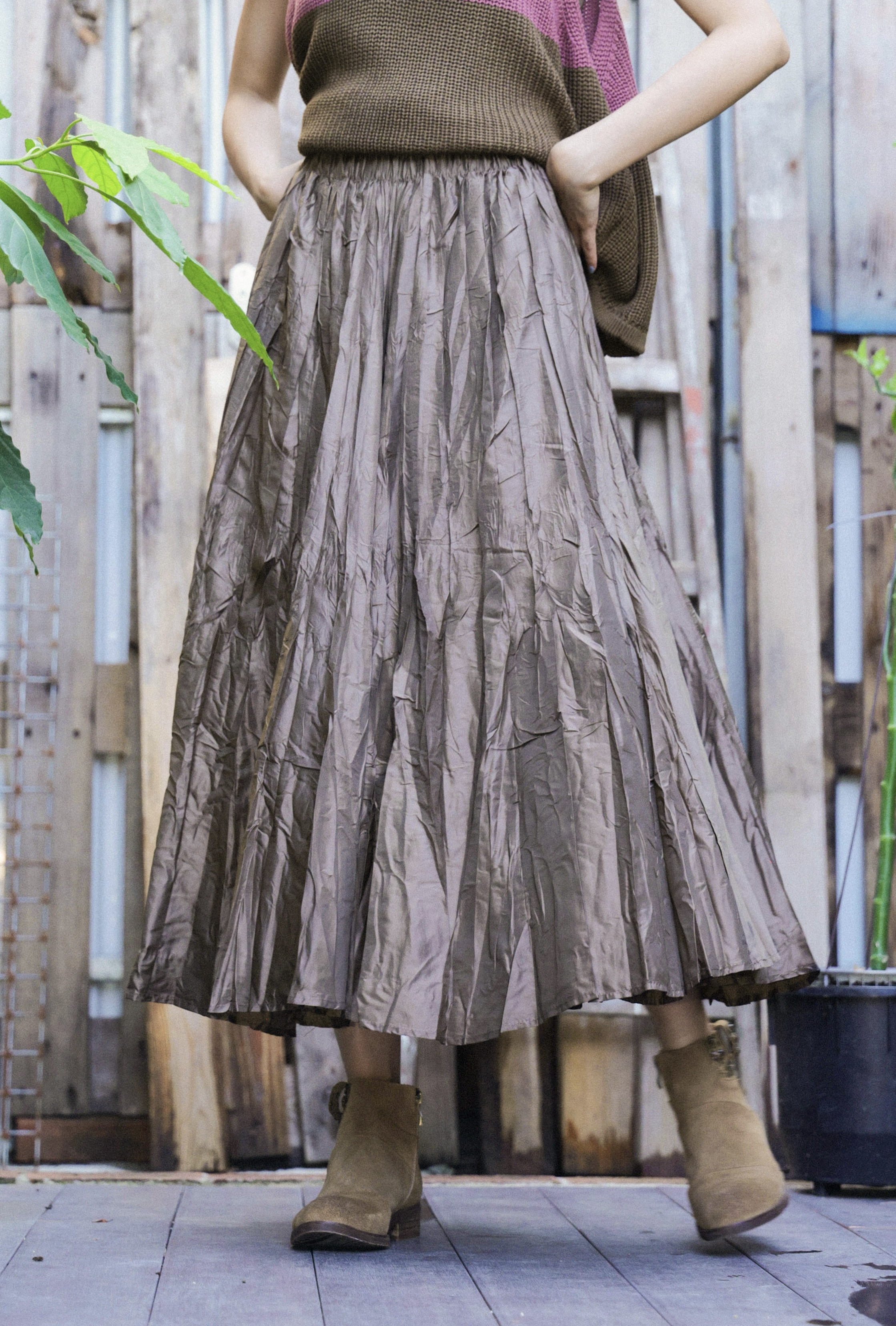 令身縐布半截傘裙（*現貨款式）