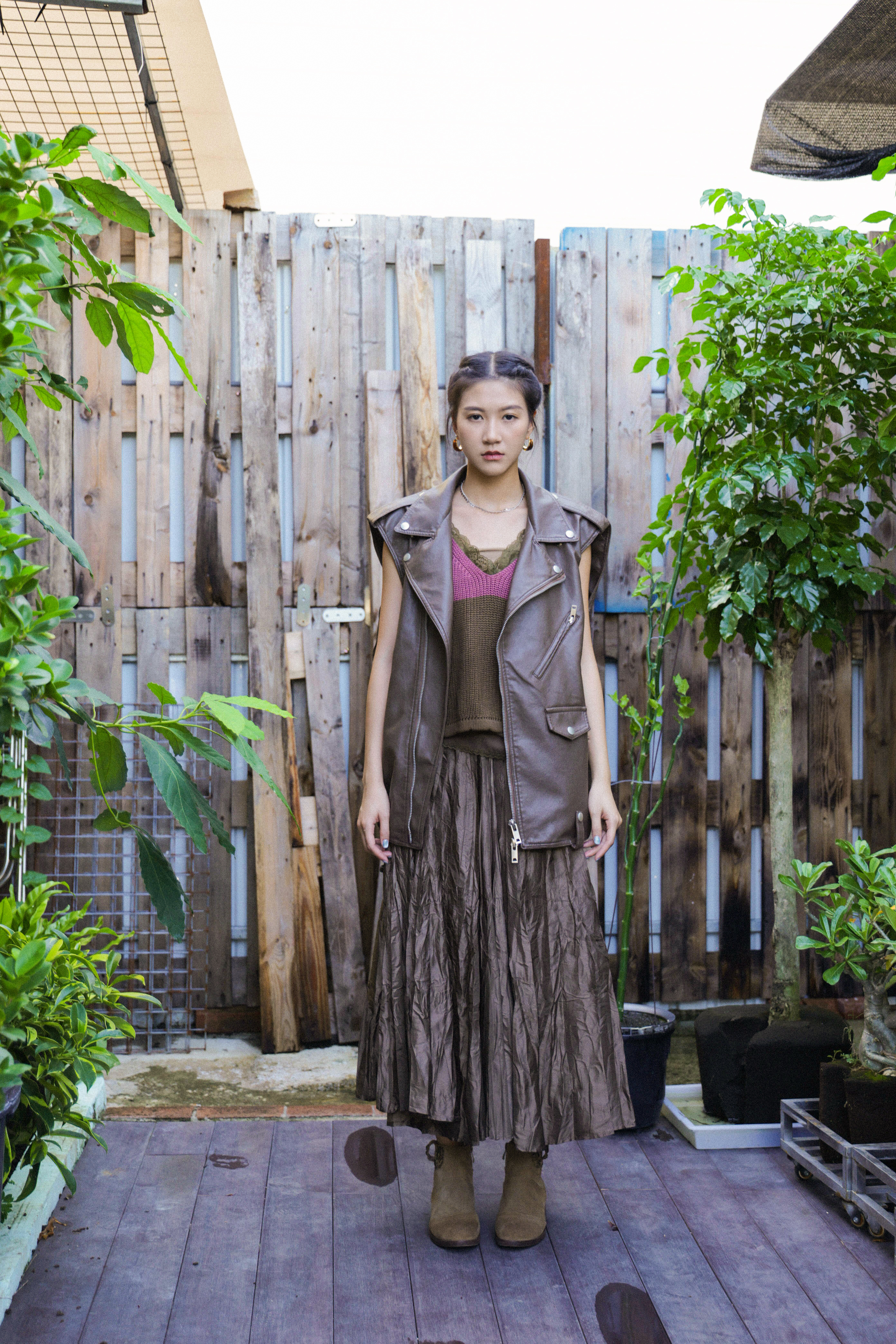 令身縐布半截傘裙（*現貨款式）