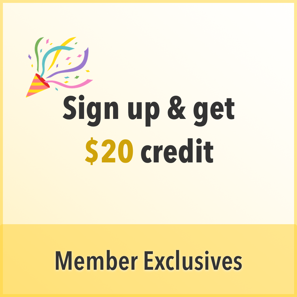 Sign up & get $20 credit