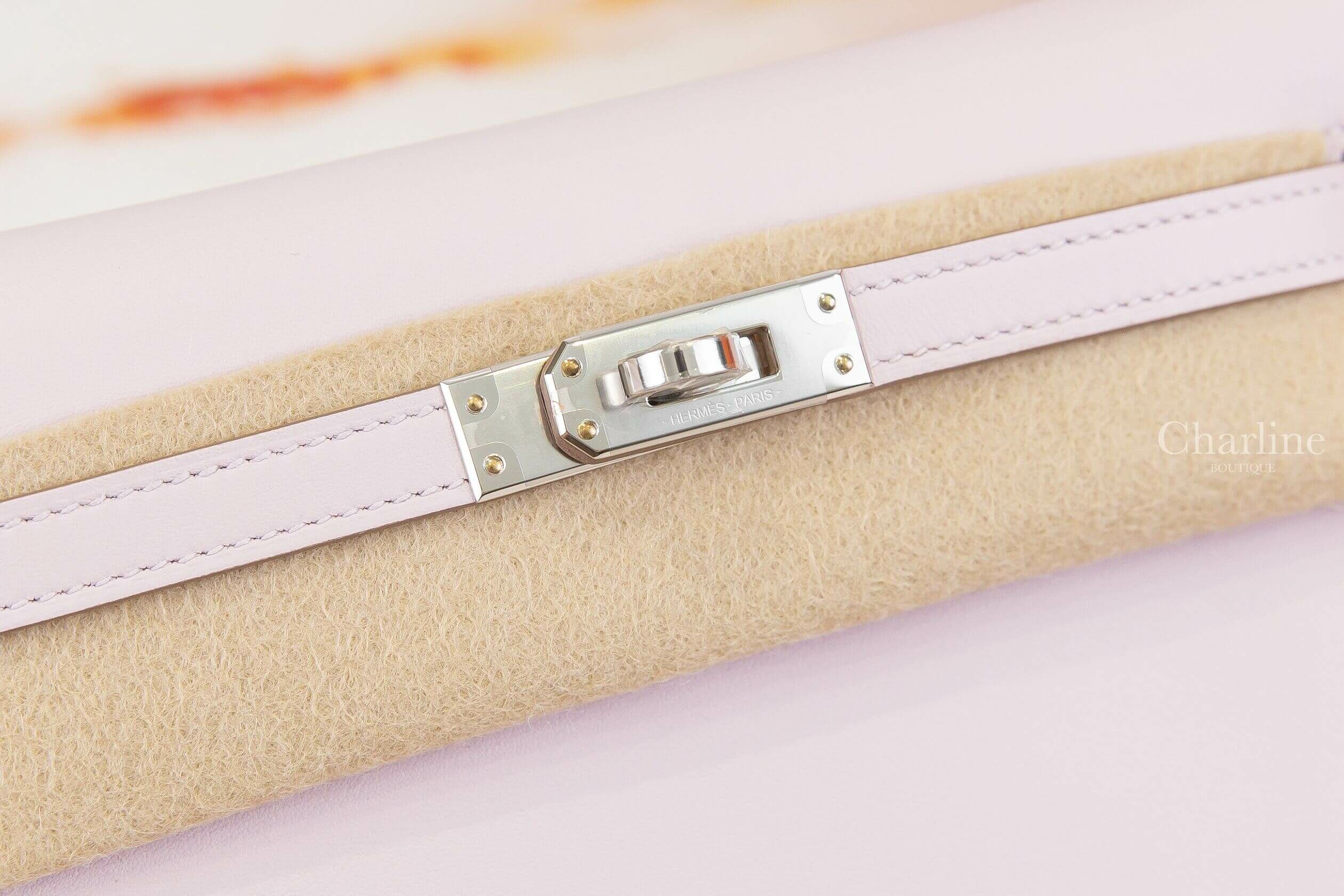 Hermès Kelly Danse 09 Mauve Pale Swift 淡紫色銀釦多用途凱莉包