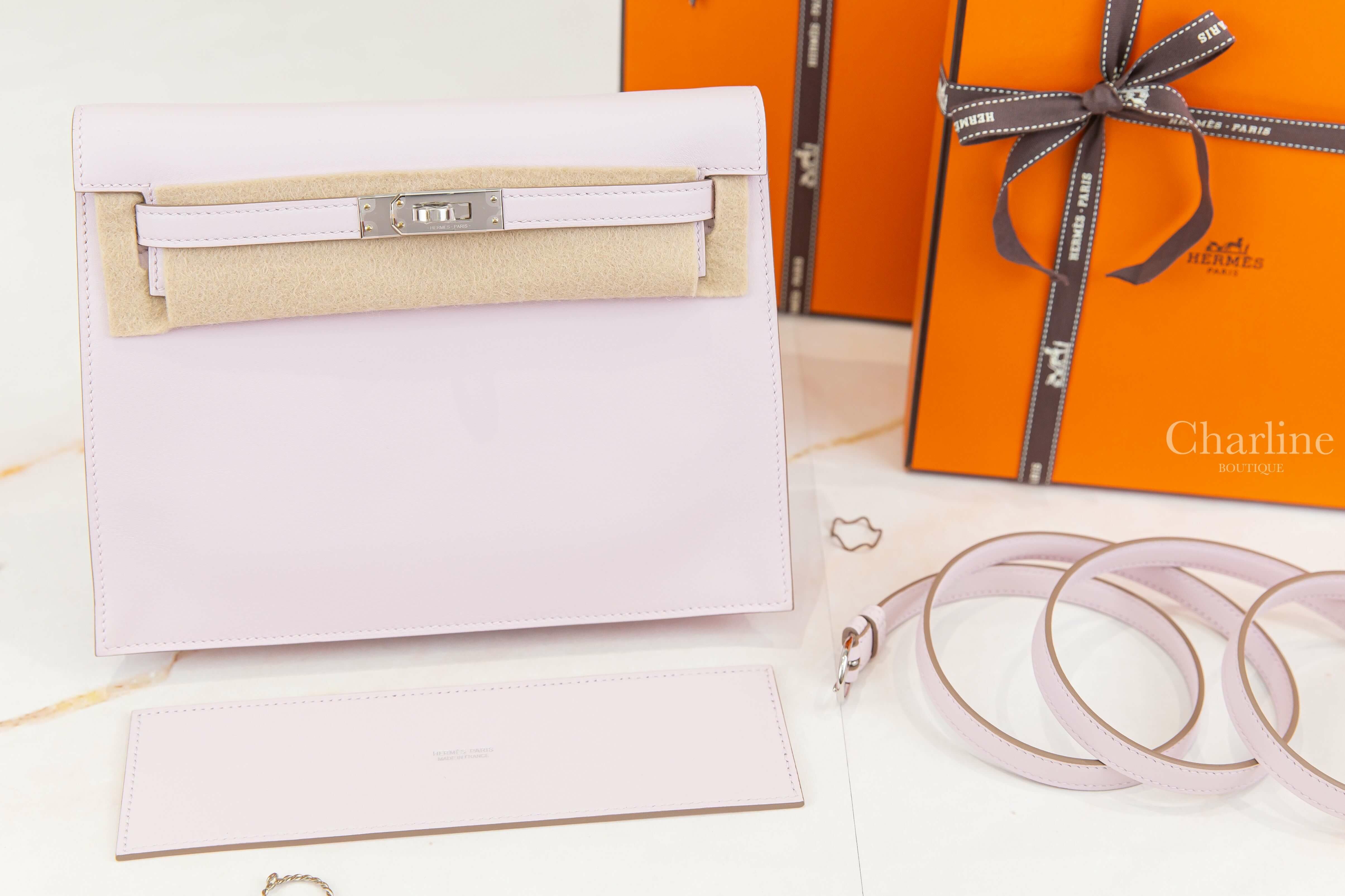 Hermès Kelly Danse 09 Mauve Pale Swift 淡紫色銀釦多用途凱莉包