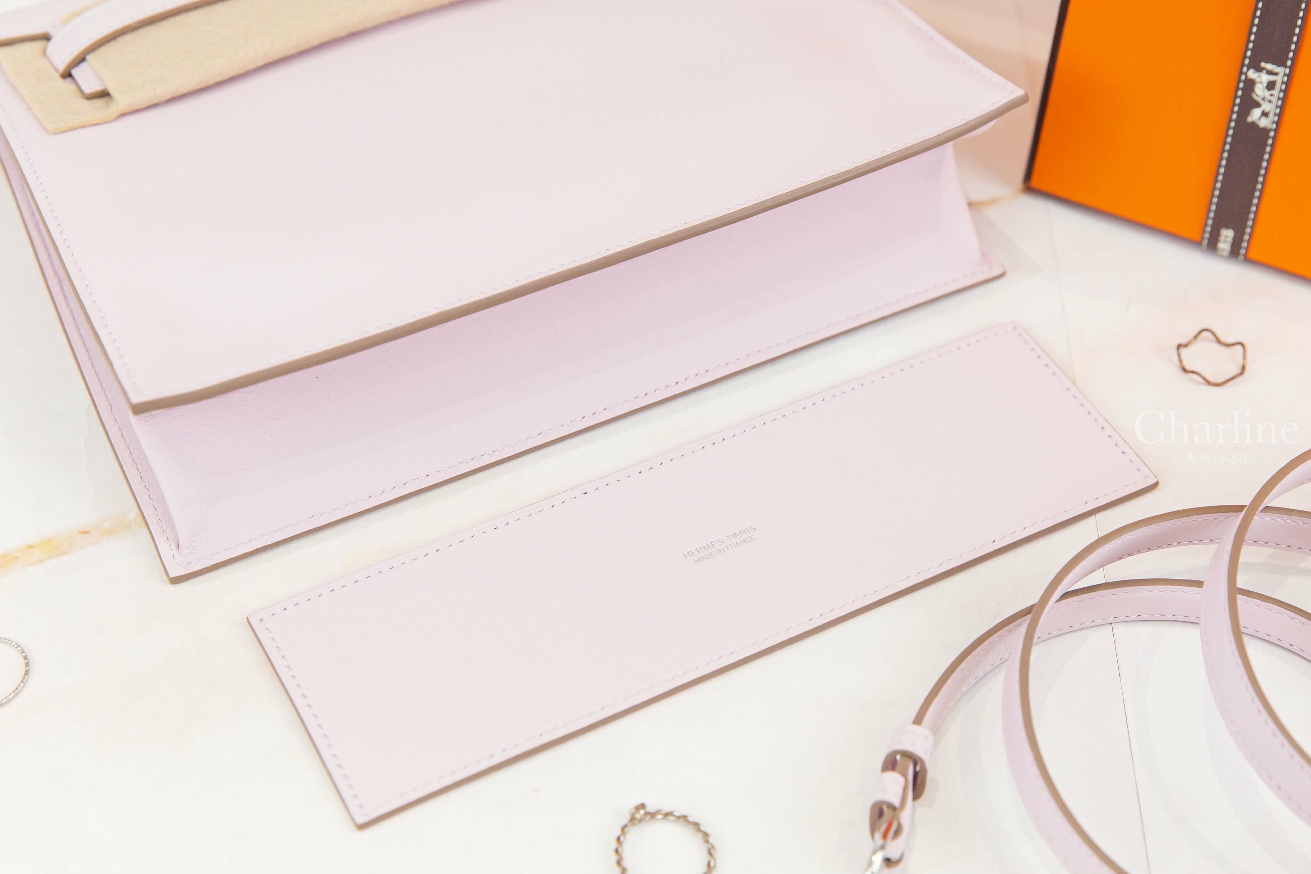Hermès Kelly Danse 09 Mauve Pale Swift B刻淡紫色銀釦多用途凱莉包-Charline Boutique 精品代購