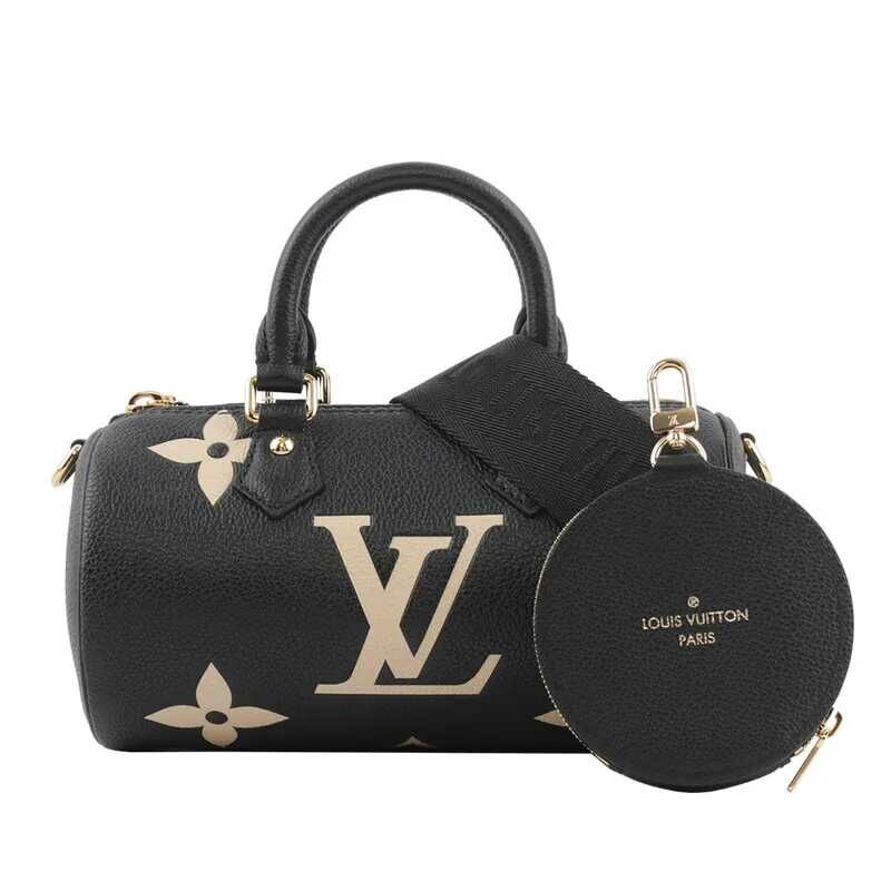 【Louis Vuitton】Papillon BB Monogram 雙色牛皮迷你圓筒包