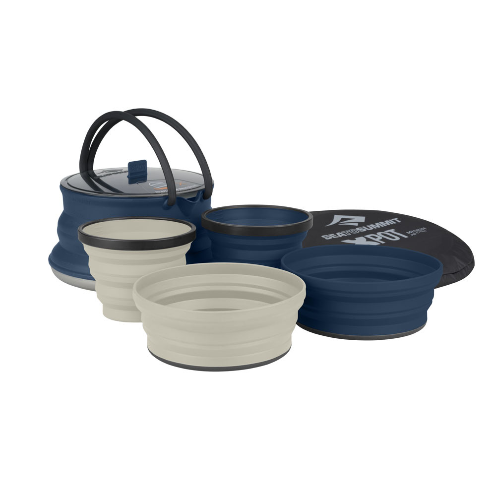 【Sea to Summit】X-摺疊餐具組12號 (2L壺、2碗、2杯)/ STSAXSET12-[海軍藍]