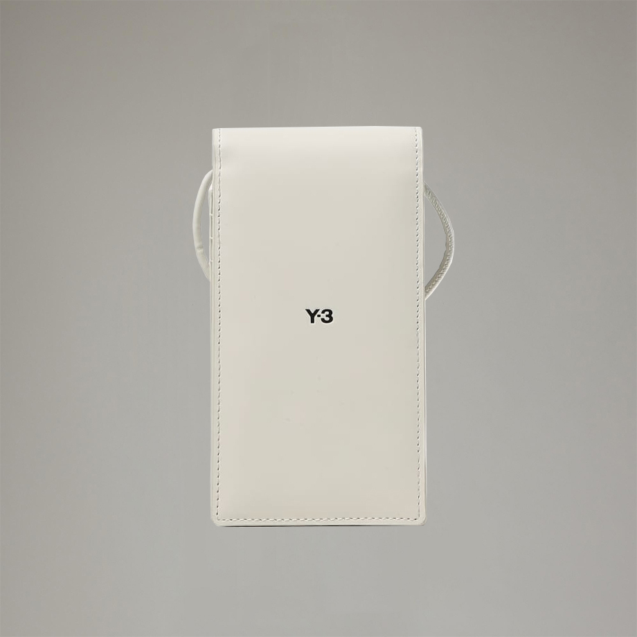 【 Y-3 PHONE CASE 皮革手機包 - 灰白 】
