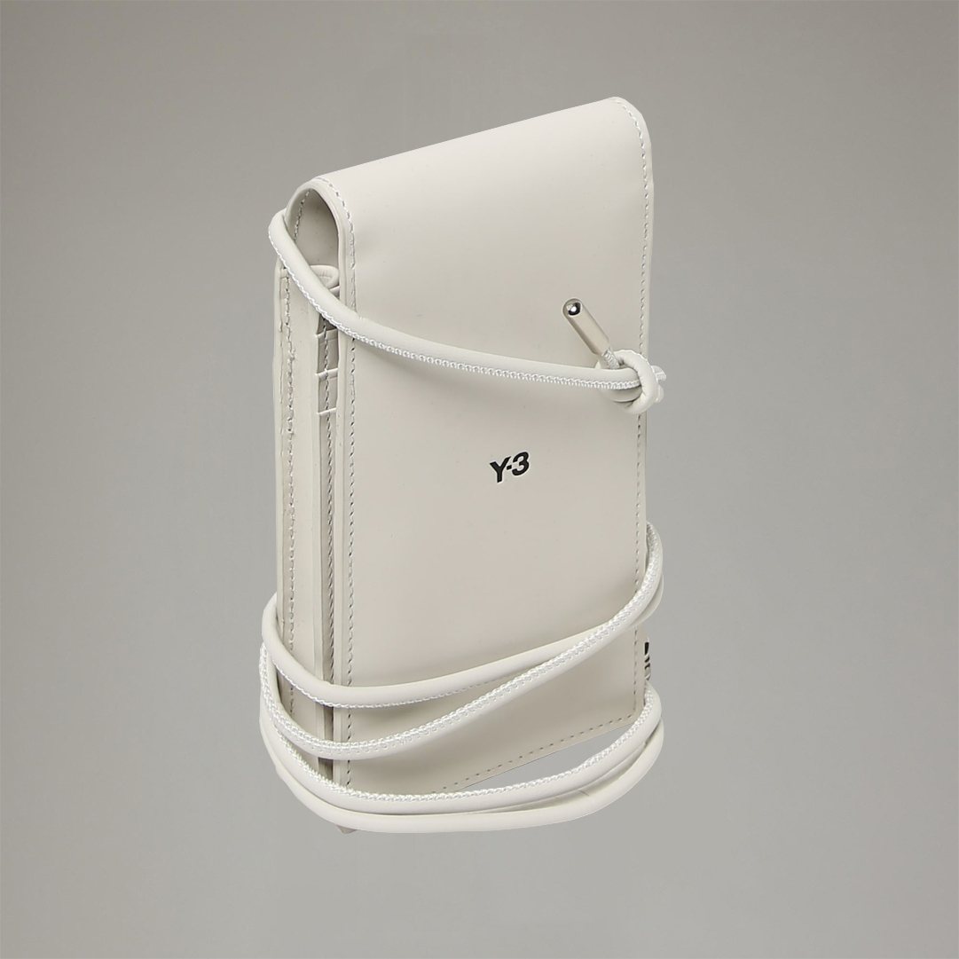 【 Y-3 PHONE CASE 皮革手機包 - 灰白 】