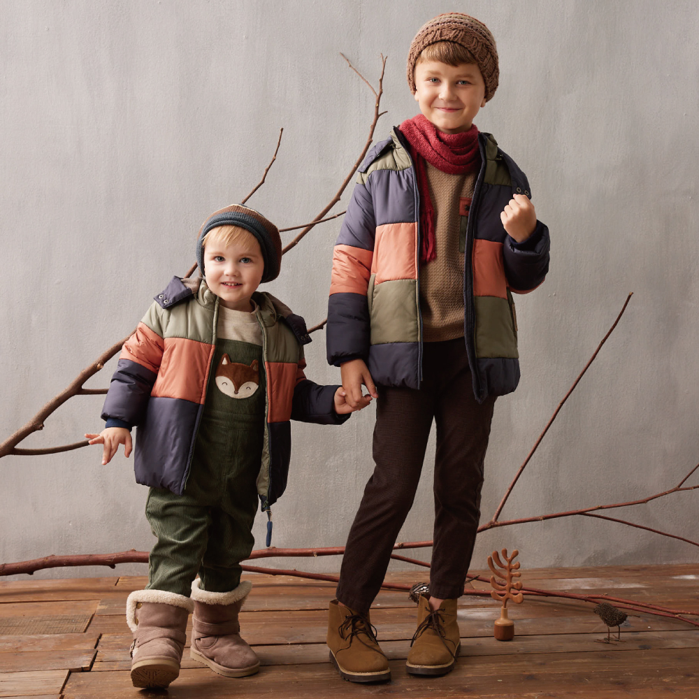 PIPPY帥氣三色拼接風衣布連帽外套 藍