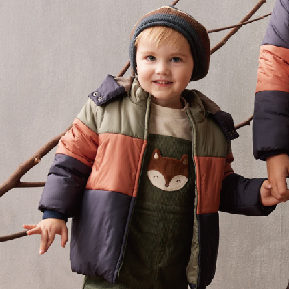 PIPPY帥氣三色拼接風衣布連帽外套 藍