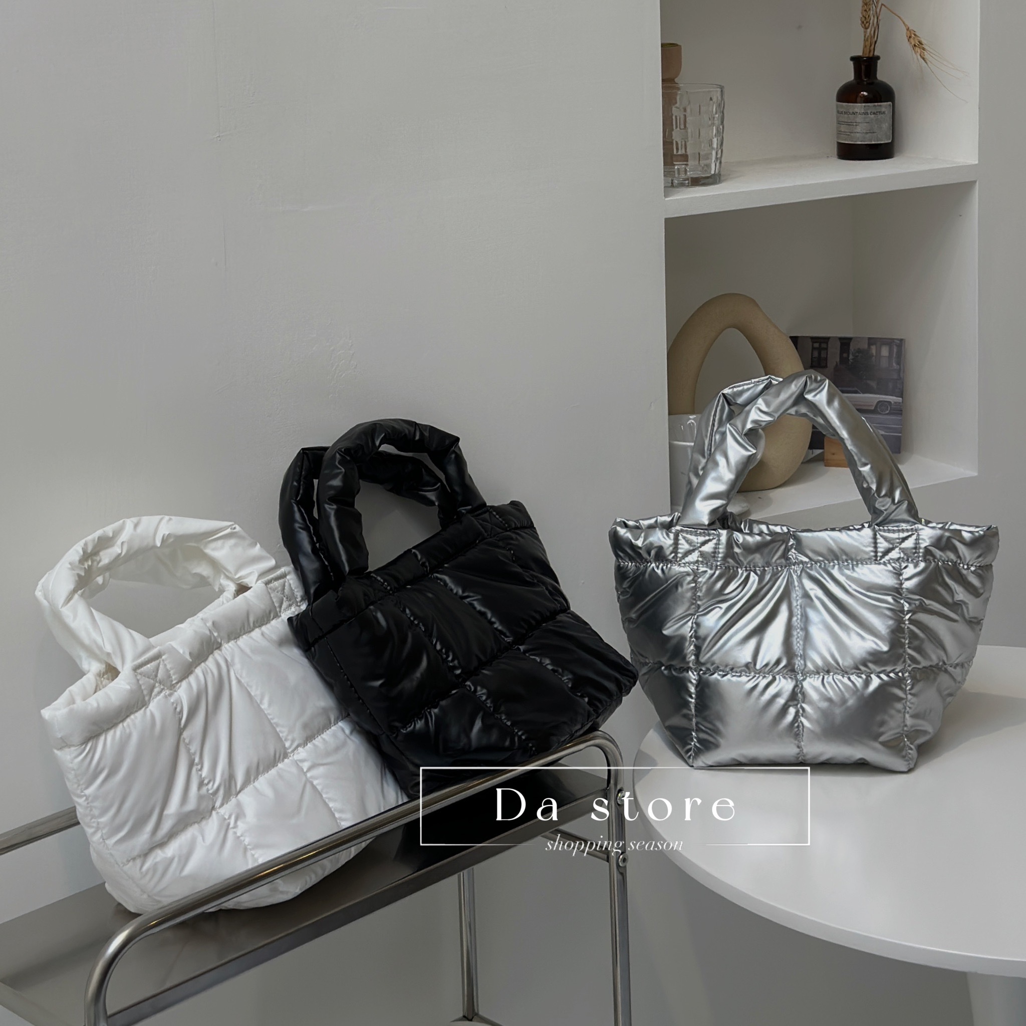 輕量羽絨感雲朵手提包/珠光亮面手提包