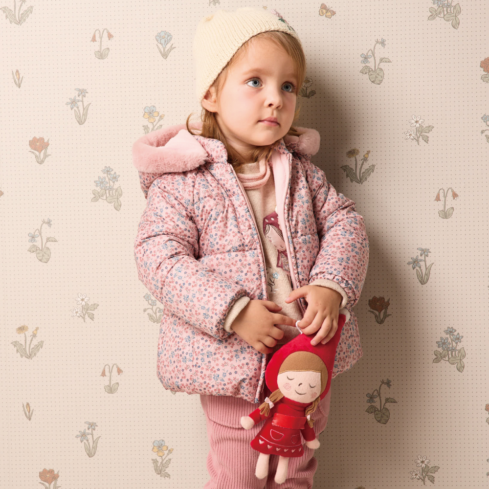 PIPPY 滿版印花連帽風衣鋪棉外套 粉