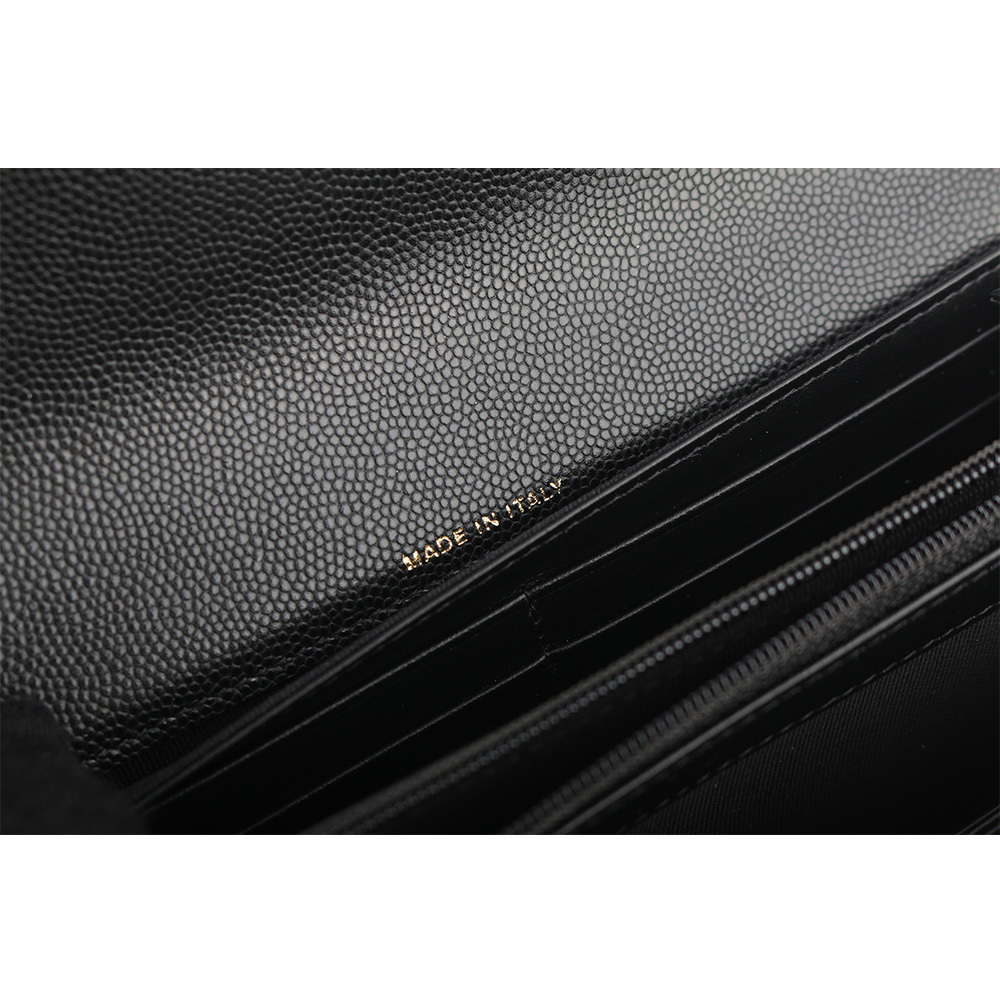 【CHANEL】Boy Chanel 霧金釦荔枝牛皮菱格紋壓釦長夾(黑色) A80286 B01490 94305