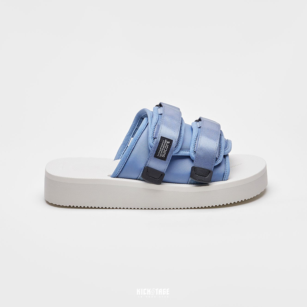 [出清商品售出無退換] SUICOKE MOTO-PO - Blue/white 淺藍白 尼龍 厚底 魔鬼氈 拖鞋【SK23056POBLW】