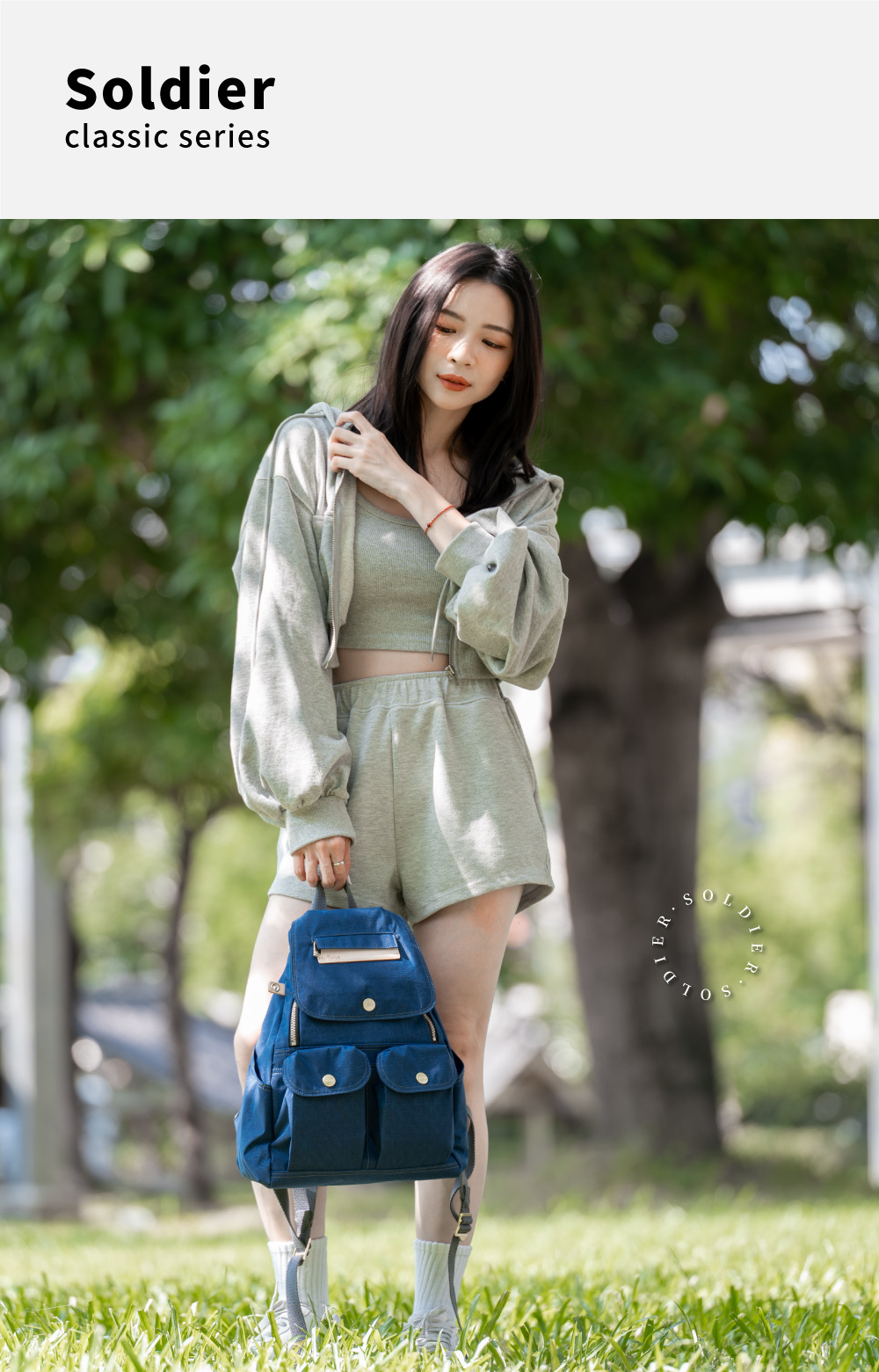 satana Soldier 小拉鍊後背包 海軍藍色 SOS0972-225 形象照