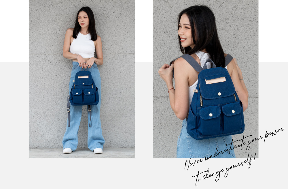 satana Soldier 小拉鍊後背包 海軍藍色 SOS0972-225 實背形象照