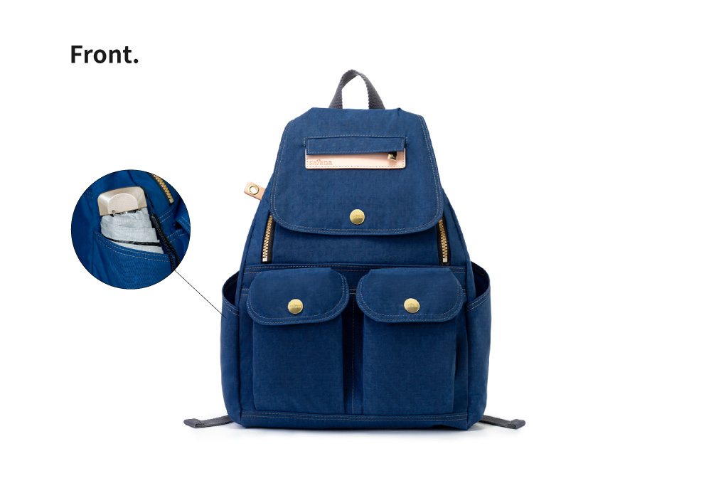 satana Soldier 小拉鍊後背包 海軍藍色 SOS0972-225 正面照