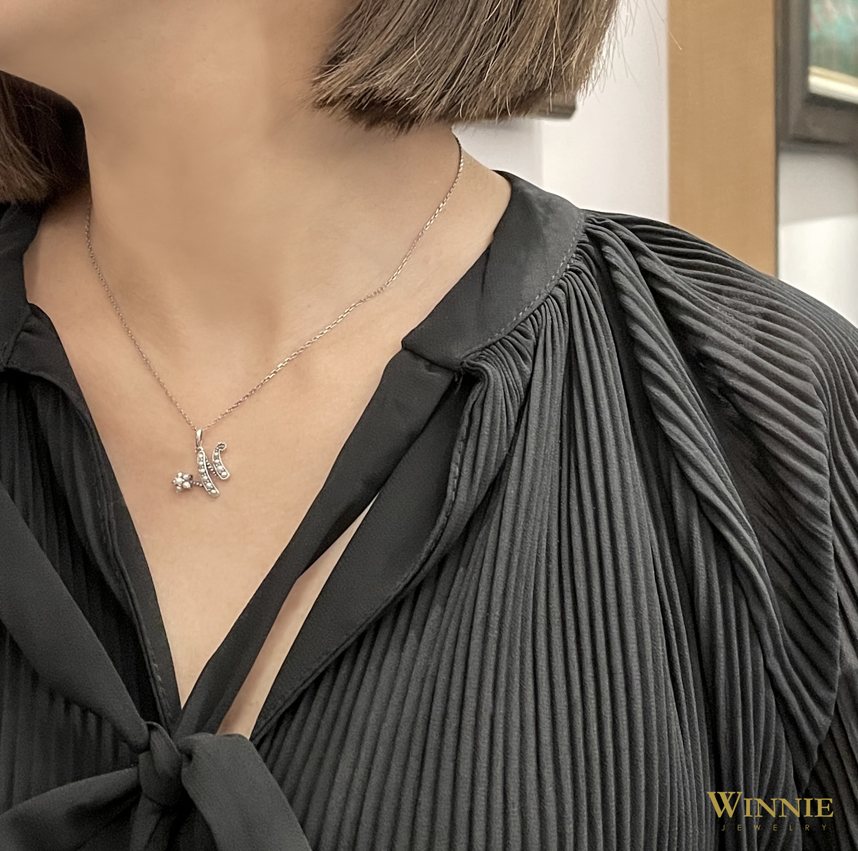 W型珍珠劃過墜子