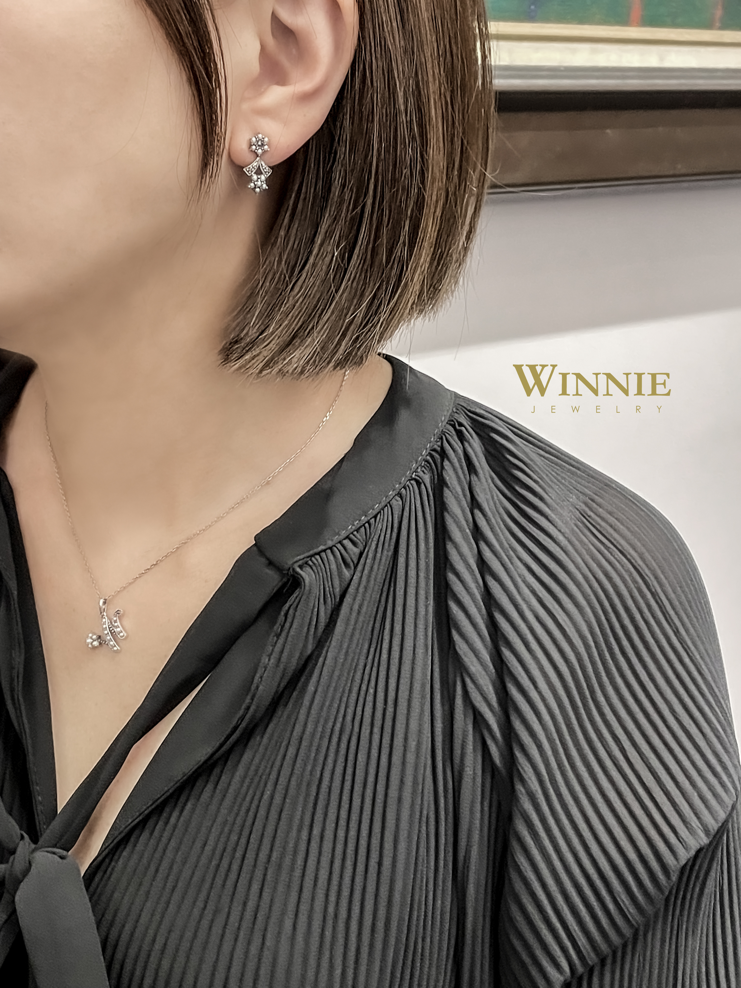 W型珍珠劃過墜子