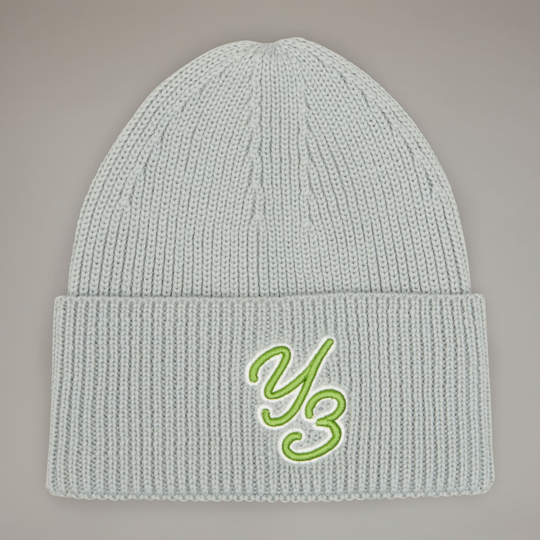 【 Y-3 BEANIE 羅紋羊毛針織帽 - 灰綠 】