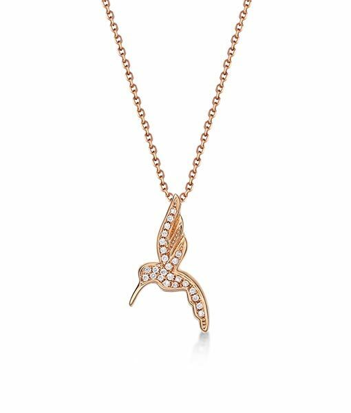 18K Rose Gold Woodpecker Diamond Pendant (Chain Included)