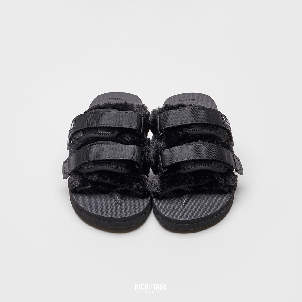 SUICOKE MOTO-FURab - Black 黑色毛絨魔鬼氈拖鞋【SK23056FABBK】