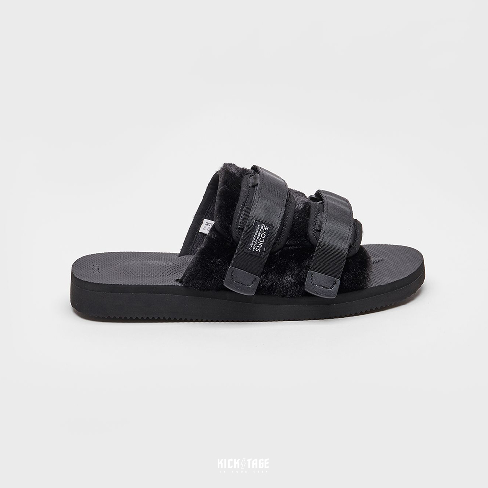 [出清商品售出無退換]  SUICOKE MOTO-FURab - Black 黑色 毛絨 魔鬼氈 拖鞋【SK23056FABBK】