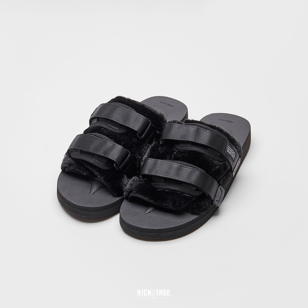 [出清商品售出無退換]  SUICOKE MOTO-FURab - Black 黑色 毛絨 魔鬼氈 拖鞋【SK23056FABBK】