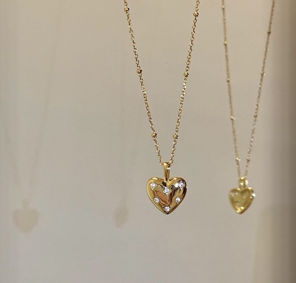 水碎鑽時髦小桃心 金銀細項鍊