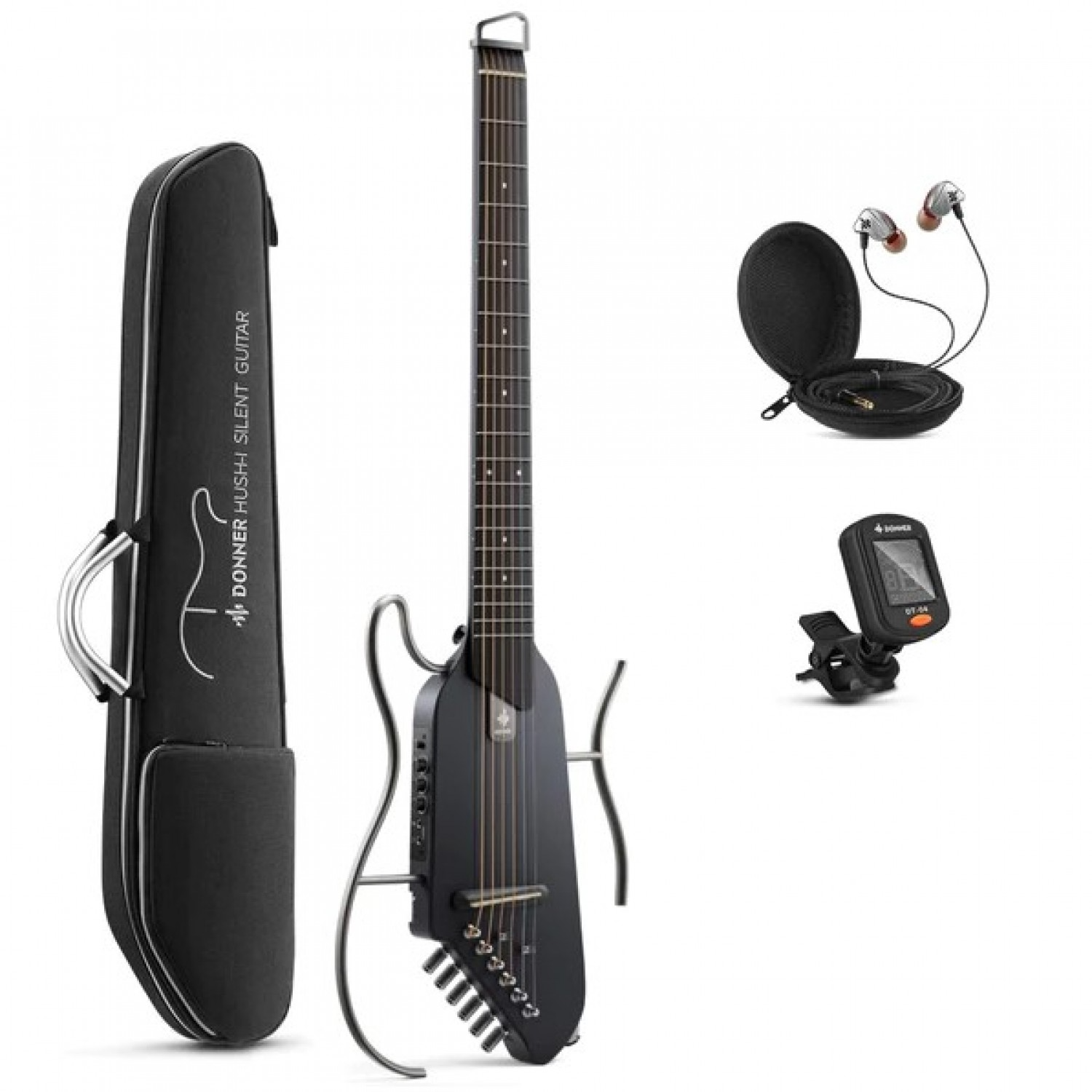 Donner Donnerdeal HUSH-I Maple-Natural Silent Guitar 靜音吉他 黑色 — 三峽吉他 / Bass｜YA! 玩音樂