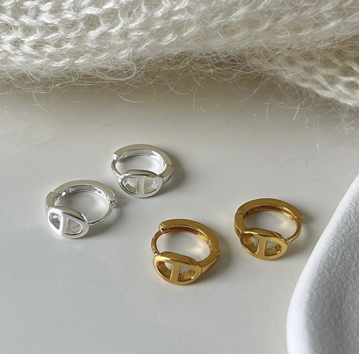 豬鼻亮金銀 精緻耳扣