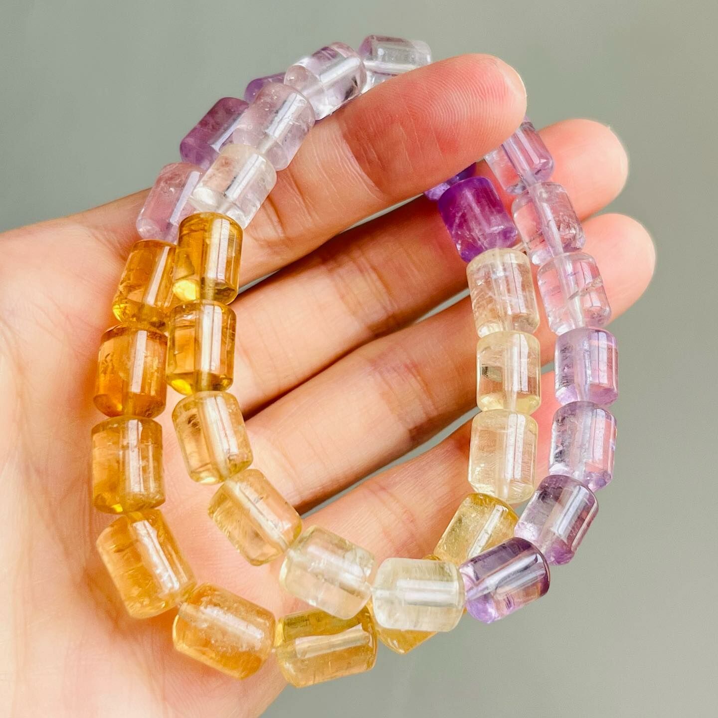 [原石] 紫黃晶 漸層水晶手串 招財手鍊