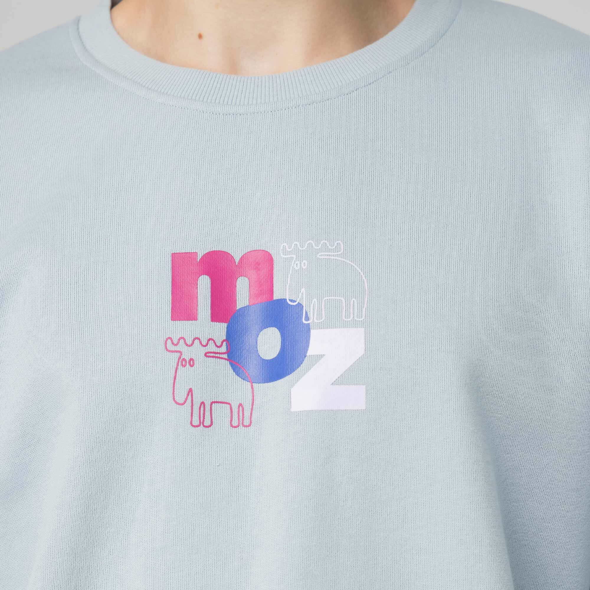 moz瑞典 字母駝鹿 100%純棉 大學T -寶寶藍(亞洲版)男款