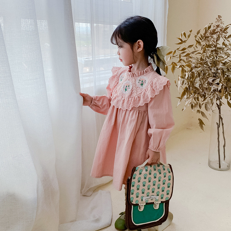 繡花荷葉邊翻領洋裝 90-140cm