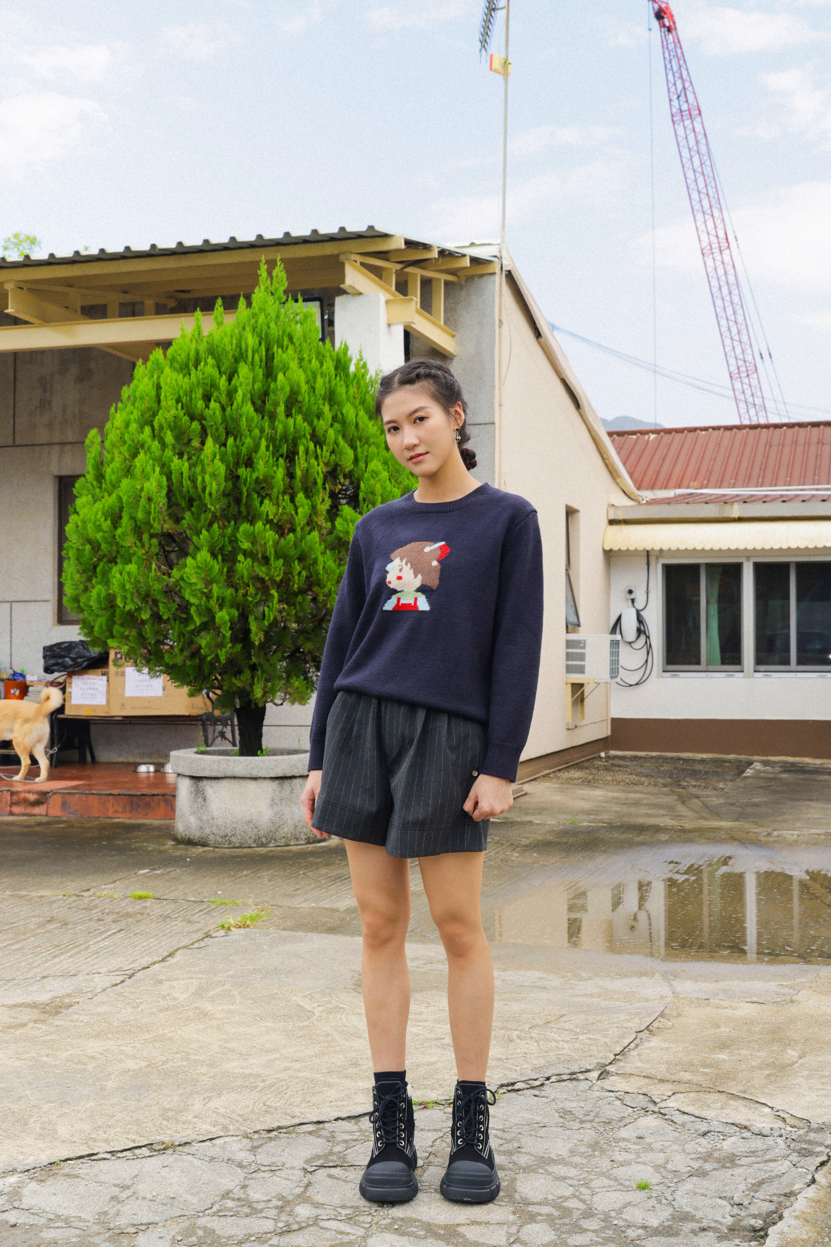 兩側橡筋束腰西裝料短褲（現貨款式）