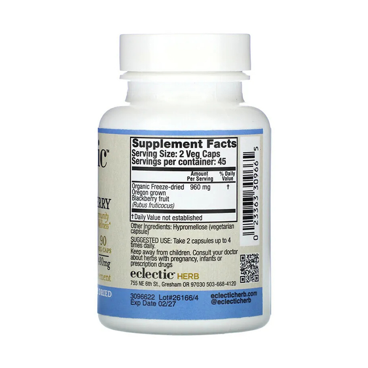 Eclectic Herb, Freeze-Dried, Blackberry, 480 mg, 90 Veg Caps (240 mg per Capsule)