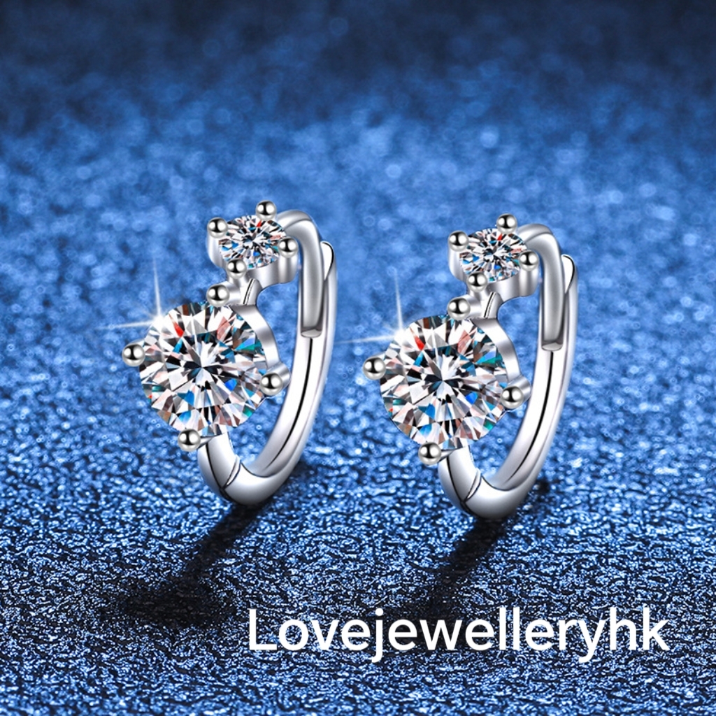 莫桑鑽氣質簡約耳圈  E1.2C044