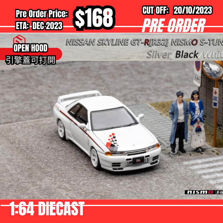 PO-$168 * FH *1:64 Nissan Skyline GTR R32 Nismo S Tune White [OD18/10]