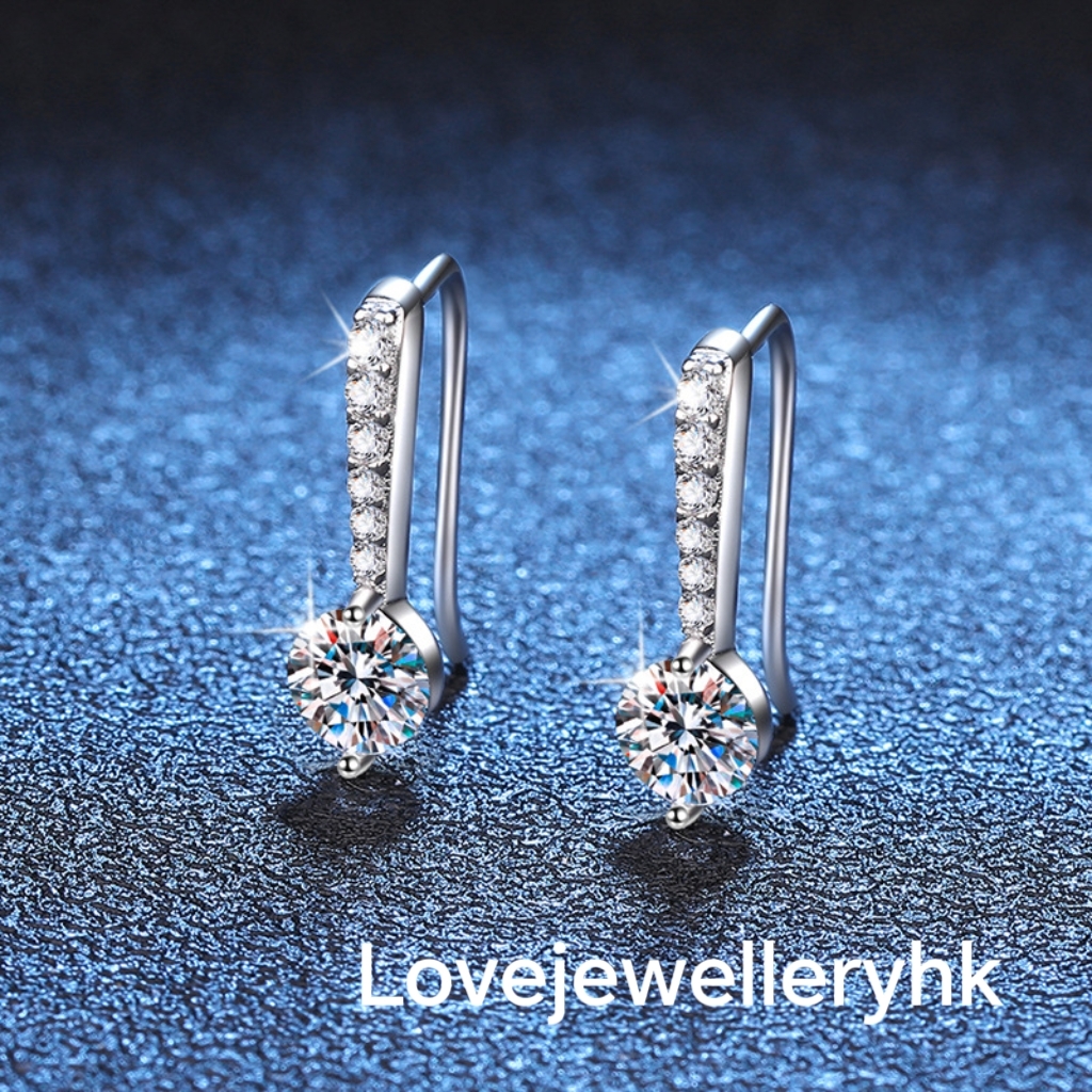 莫桑鑽短吊耳勾     E1C034