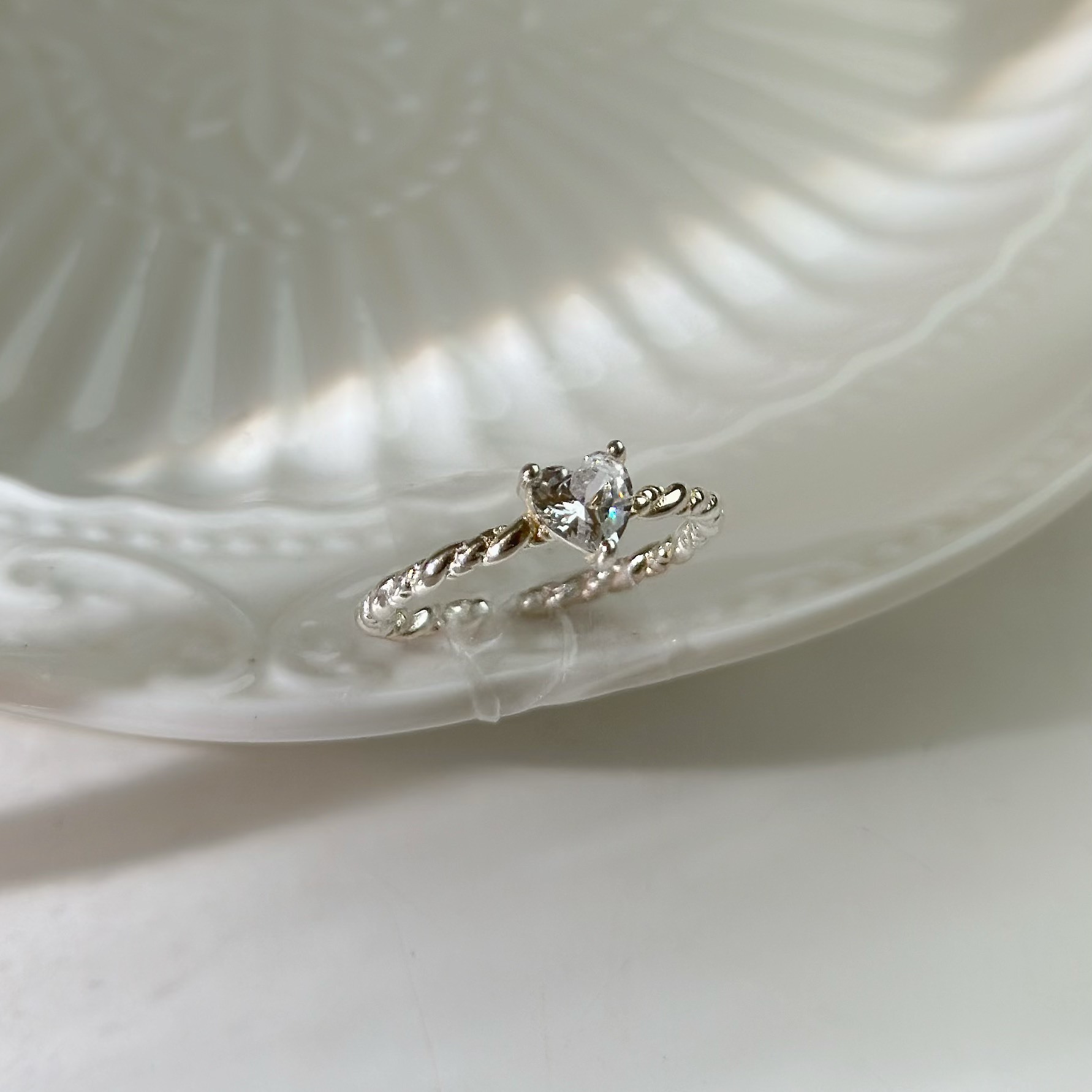 H01愛心單鑽麻花純銀調整成