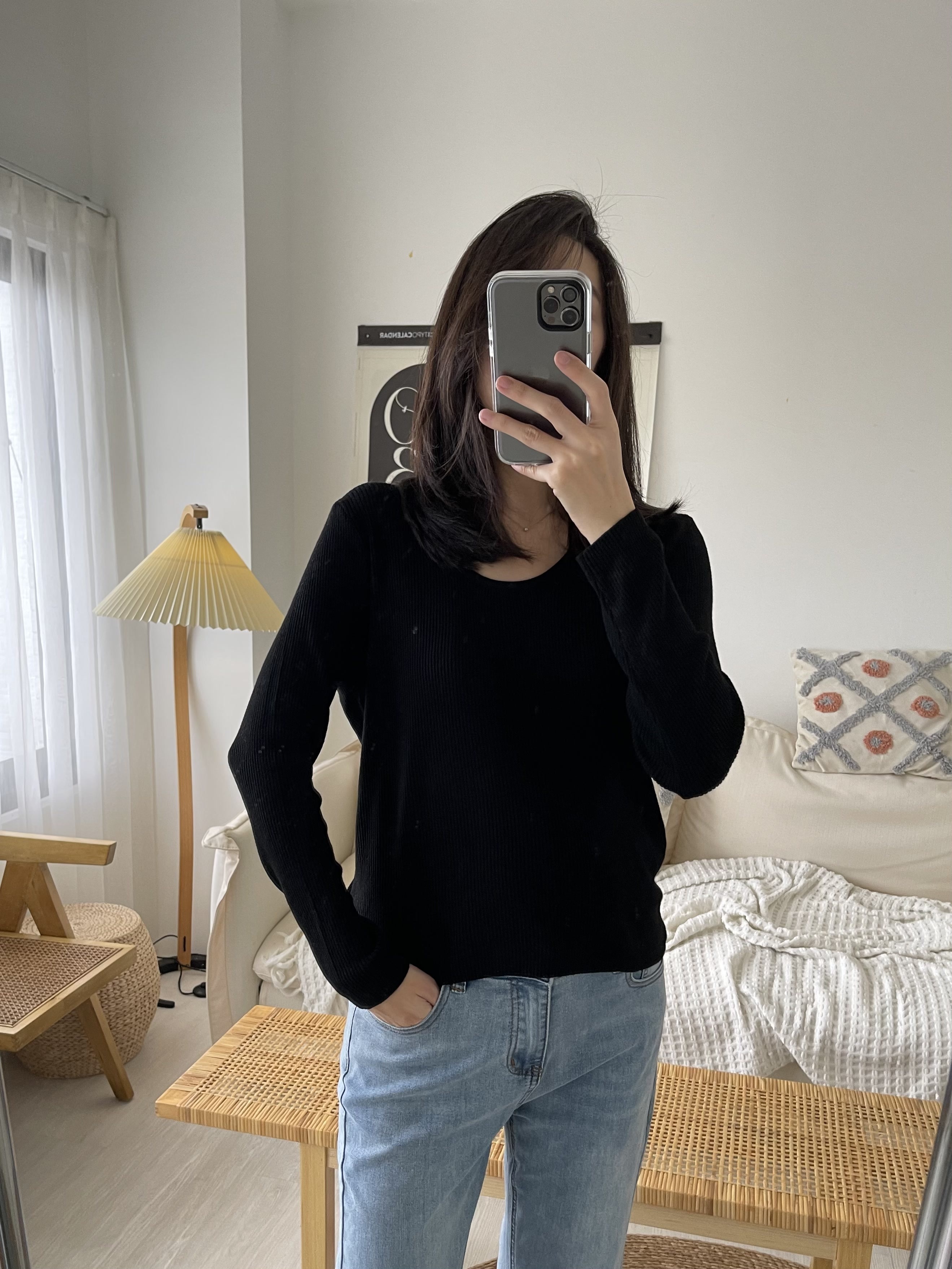 羊毛親膚大U領上衣*3色