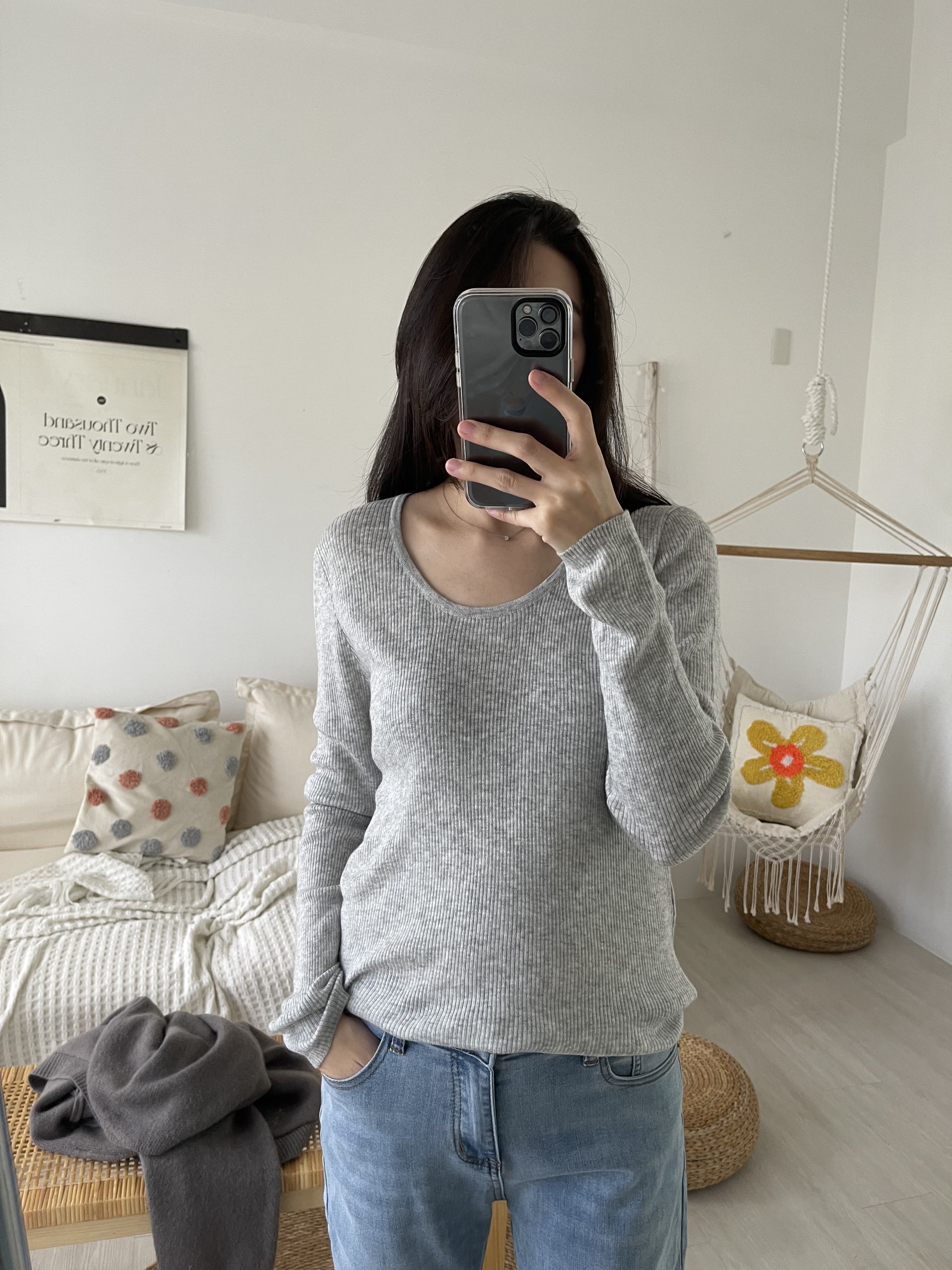 羊毛親膚大U領上衣*3色