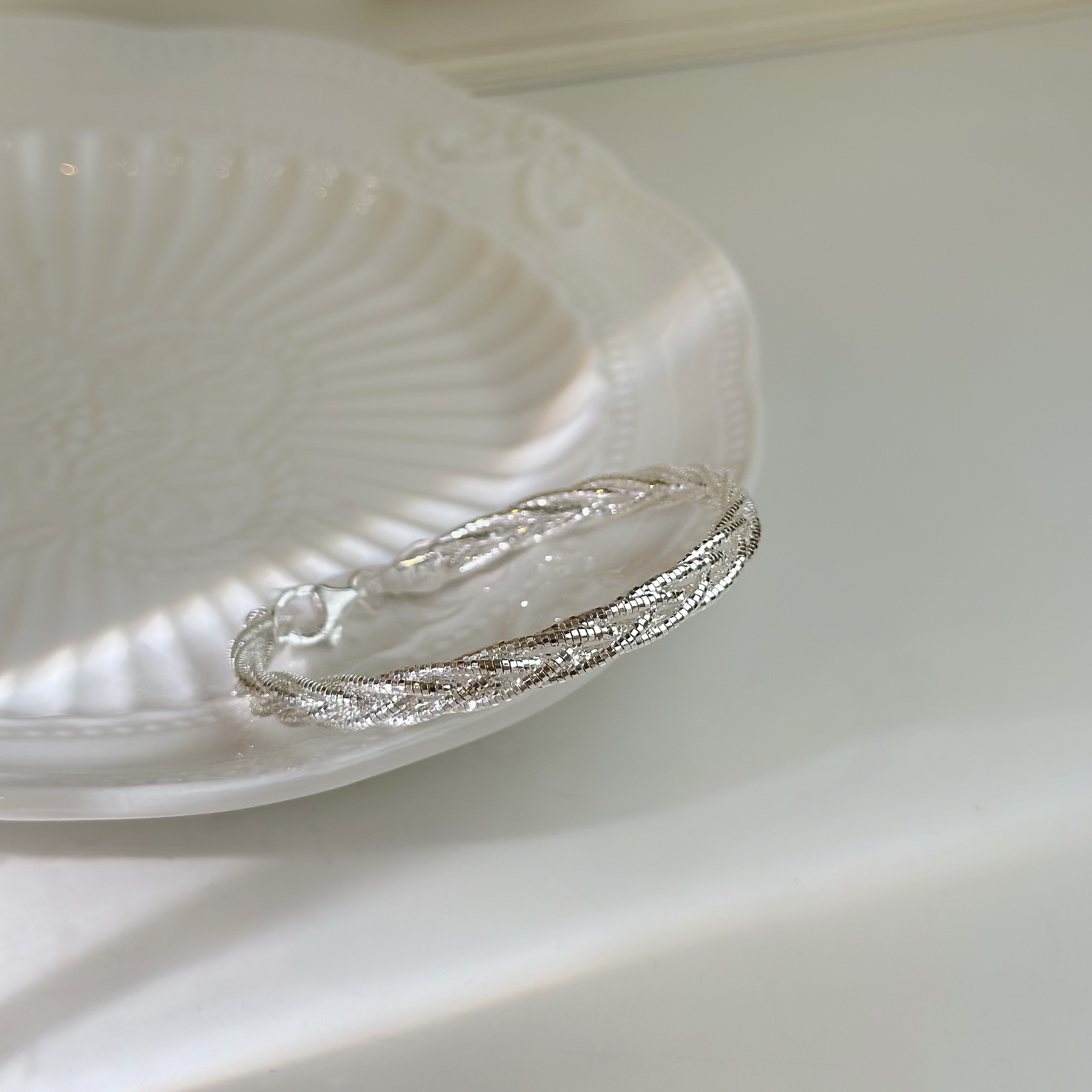 H03交織．粗版交叉純銀手鍊