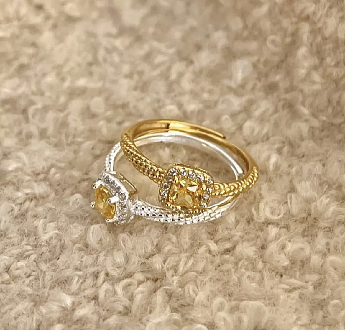 黃金鑽高奢 金銀開口細戒