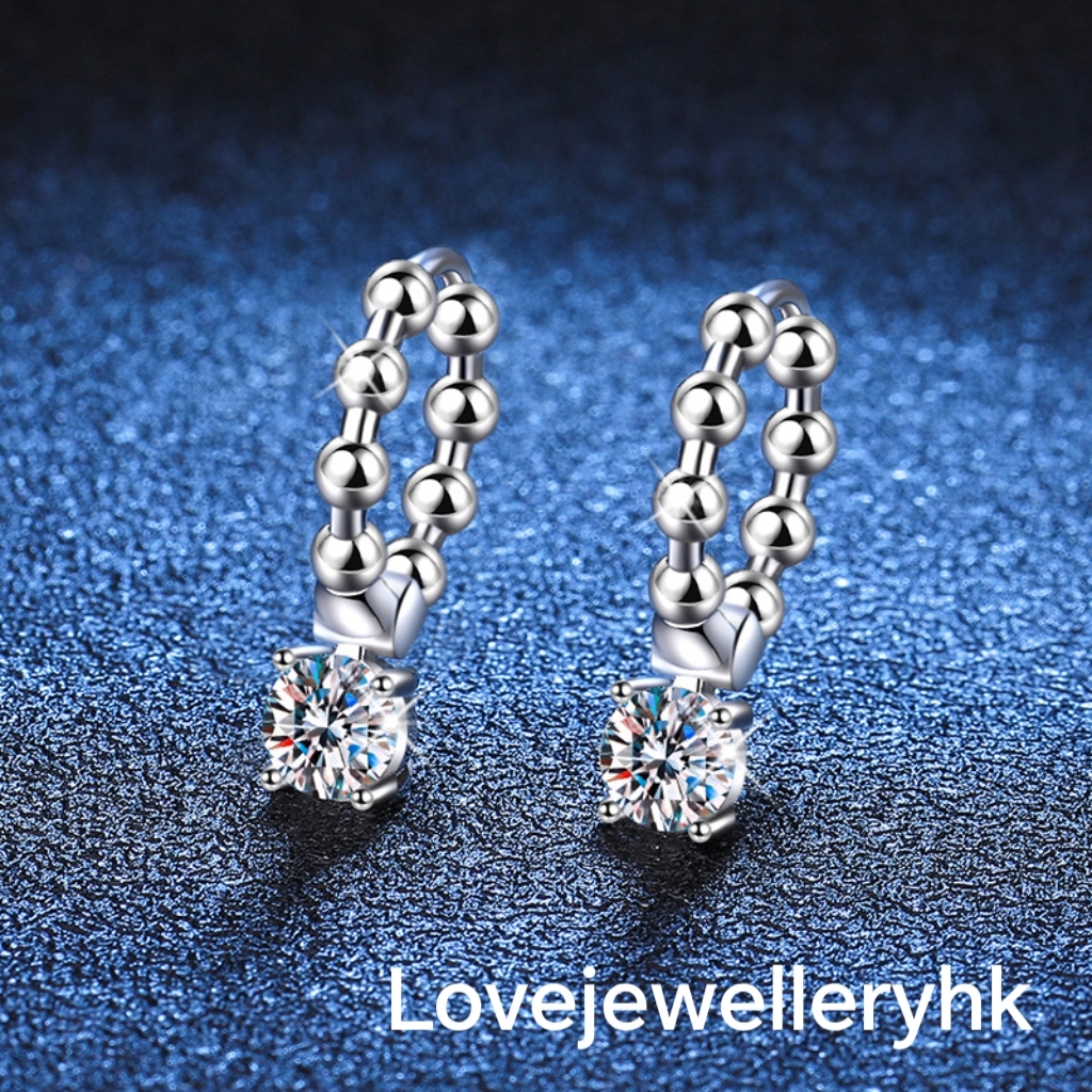 莫桑鑽珠珠耳圈    E1C036