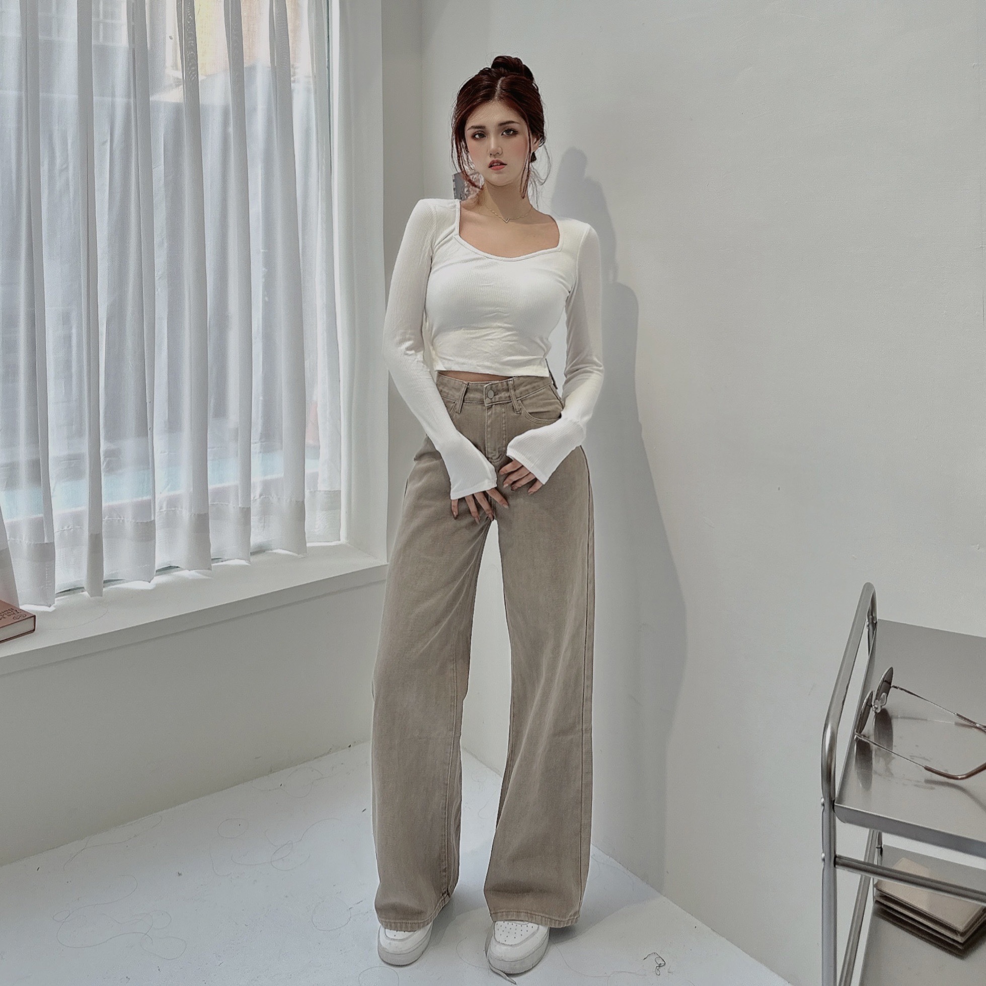 美拉德水洗牛仔寬褲/三色